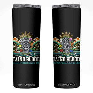 Indigenous Taino Warrior Puerto Rico Carribbean Culture Skinny Tumbler Taino Blood Runs Through Me TS14 Black Print Your Wear