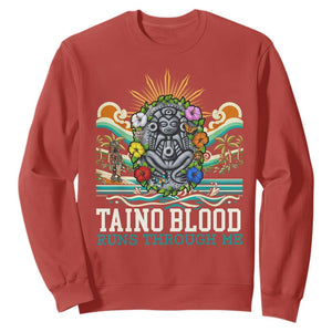 Indigenous Taino Warrior Puerto Rico Carribbean Culture Sweatshirt Taino Blood Runs Through Me TS14 Red Print Your Wear