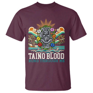 Indigenous Taino Warrior Puerto Rico Carribbean Culture T Shirt Taino Blood Runs Through Me TS14 Maroon Print Your Wear