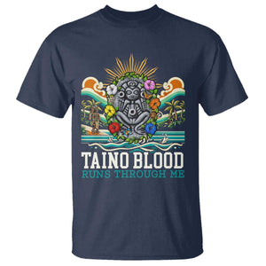 Indigenous Taino Warrior Puerto Rico Carribbean Culture T Shirt Taino Blood Runs Through Me TS14 Navy Print Your Wear