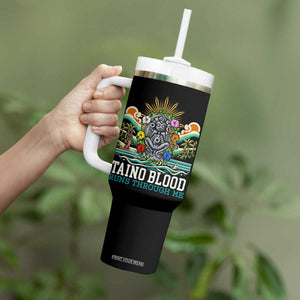 Indigenous Taino Warrior Puerto Rico Carribbean Culture Tumbler With Handle Taino Blood Runs Through Me TS14 Print Your Wear