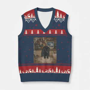 Spooky Biscuits Bakery V-Neck Knit Sweater Vest Funny Black Cat Halloween Gift