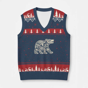 Bear Native Formline Art Salish Haida Tlingit Pacific Animal V-Neck Knit Sweater Vest
