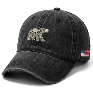 Bear Native Formline Art Salish Haida Tlingit Pacific Animal Washed Cotton Baseball Cap