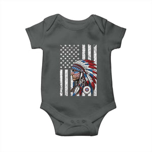 Indigenous People Tribal CG Native American Indian Chief American USA Flag Baby Onesie