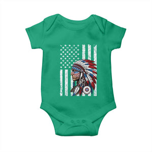 Indigenous People Tribal CG Native American Indian Chief American USA Flag Baby Onesie
