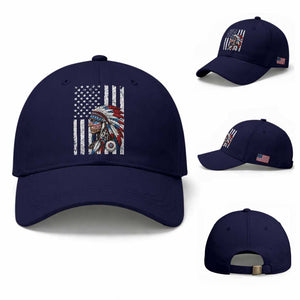 Indigenous People Tribal CG Native American Indian Chief American USA Flag Baseball Cap