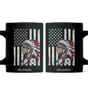 Indigenous People Tribal CG Native American Indian Chief American USA Flag Coffee Mug