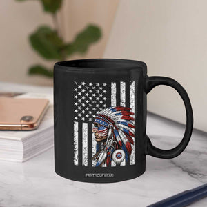 Indigenous People Tribal CG Native American Indian Chief American USA Flag Coffee Mug