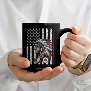 Indigenous People Tribal CG Native American Indian Chief American USA Flag Coffee Mug