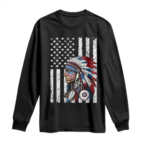 Indigenous People Tribal CG Native American Indian Chief American USA Flag Long Sleeve Shirt