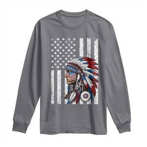 Indigenous People Tribal CG Native American Indian Chief American USA Flag Long Sleeve Shirt