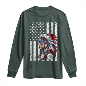 Indigenous People Tribal CG Native American Indian Chief American USA Flag Long Sleeve Shirt