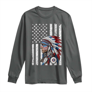 Indigenous People Tribal CG Native American Indian Chief American USA Flag Long Sleeve Shirt