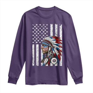 Indigenous People Tribal CG Native American Indian Chief American USA Flag Long Sleeve Shirt