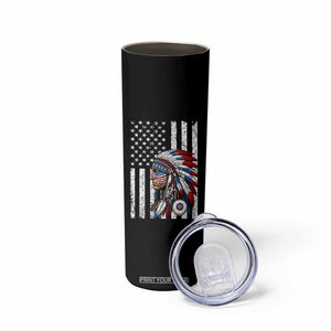 Indigenous People Tribal CG Native American Indian Chief American USA Flag Skinny Tumbler