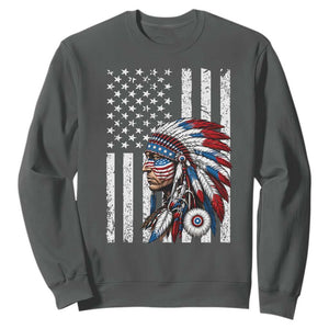 Indigenous People Tribal CG Native American Indian Chief American USA Flag Sweatshirt