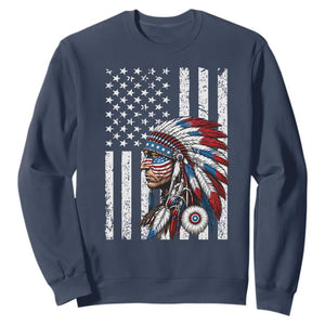 Indigenous People Tribal CG Native American Indian Chief American USA Flag Sweatshirt