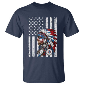 Indigenous People Tribal CG Native American Indian Chief American USA Flag T Shirt