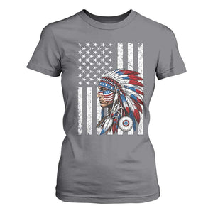 Indigenous People Tribal CG Native American Indian Chief American USA Flag T Shirt For Women
