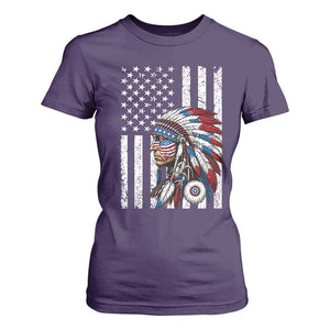 Indigenous People Tribal CG Native American Indian Chief American USA Flag T Shirt For Women
