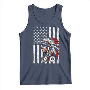 Indigenous People Tribal CG Native American Indian Chief American USA Flag Tank Top