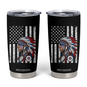 Indigenous People Tribal CG Native American Indian Chief American USA Flag Tumbler Cup