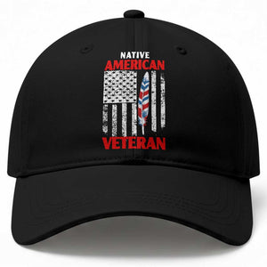 Native American Veteran USA Flag Patriotic Soldier Baseball Cap