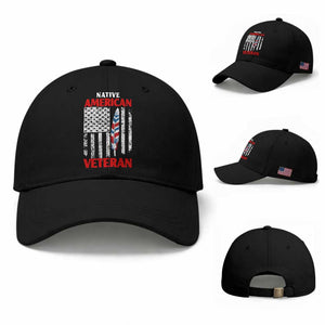 Native American Veteran USA Flag Patriotic Soldier Baseball Cap