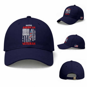 Native American Veteran USA Flag Patriotic Soldier Baseball Cap
