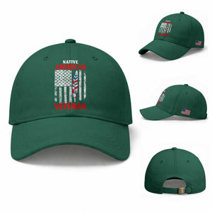 Native American Veteran USA Flag Patriotic Soldier Baseball Cap