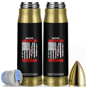 Native American Veteran USA Flag Patriotic Soldier Bullet Tumbler