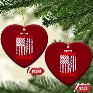 Native American Veteran USA Flag Patriotic Soldier Ceramic Ornament
