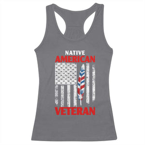 Native American Veteran USA Flag Patriotic Soldier Racerback Tank Top