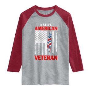 Native American Veteran USA Flag Patriotic Soldier Raglan Shirt
