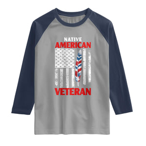 Native American Veteran USA Flag Patriotic Soldier Raglan Shirt