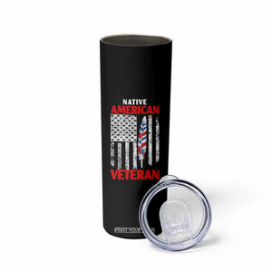 Native American Veteran USA Flag Patriotic Soldier Skinny Tumbler