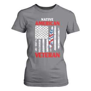 Native American Veteran USA Flag Patriotic Soldier T Shirt For Women