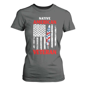 Native American Veteran USA Flag Patriotic Soldier T Shirt For Women