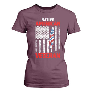 Native American Veteran USA Flag Patriotic Soldier T Shirt For Women