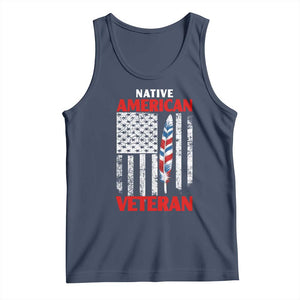 Native American Veteran USA Flag Patriotic Soldier Tank Top