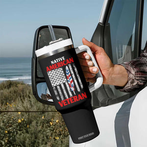 Native American Veteran USA Flag Patriotic Soldier Tumbler With Handle