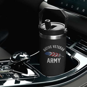 Native American Army Veteran US Flag Indigenous Soldier Flip Straw Tumbler