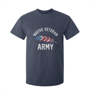 Native American Army Veteran US Flag Indigenous Soldier T Shirt For Kid