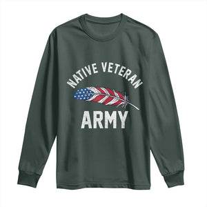 Native American Army Veteran US Flag Indigenous Soldier Long Sleeve Shirt