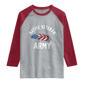 Native American Army Veteran US Flag Indigenous Soldier Raglan Shirt