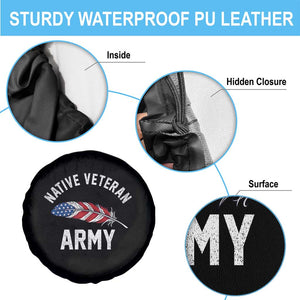 Native American Army Veteran US Flag Indigenous Soldier Spare Tire Cover