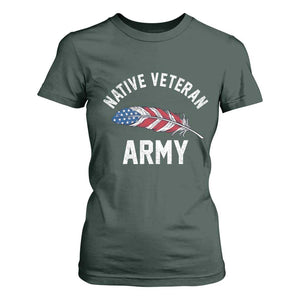 Native American Army Veteran US Flag Indigenous Soldier T Shirt For Women