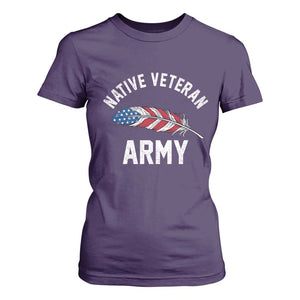 Native American Army Veteran US Flag Indigenous Soldier T Shirt For Women