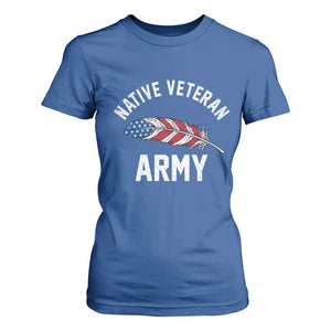 Native American Army Veteran US Flag Indigenous Soldier T Shirt For Women